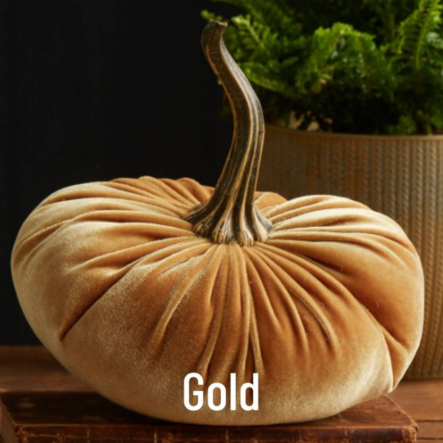 Large Velvet Pumpkin - Gold