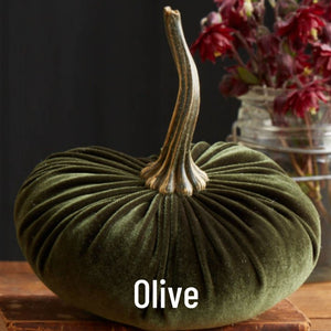 Large Velvet Pumpkin - Olive