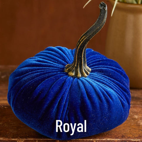Small Velvet Pumpkin - Royal Blue