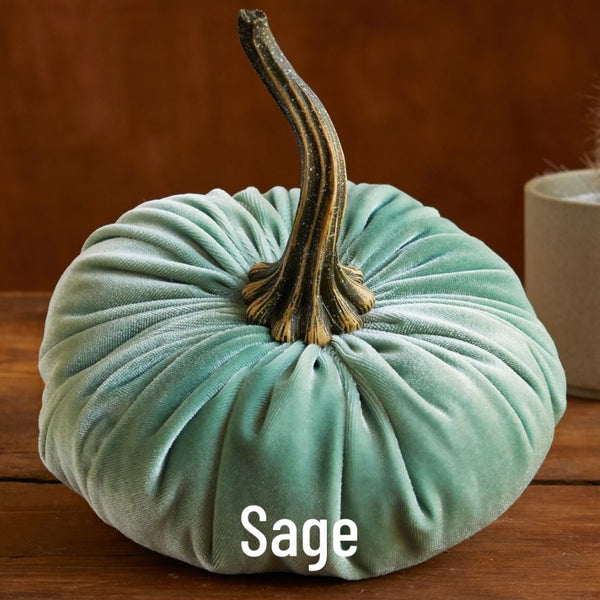 Large Velvet Pumpkin - Sage