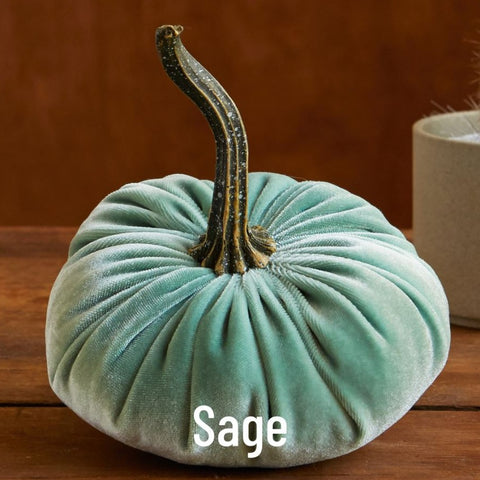 Small Velvet Pumpkin - Sage