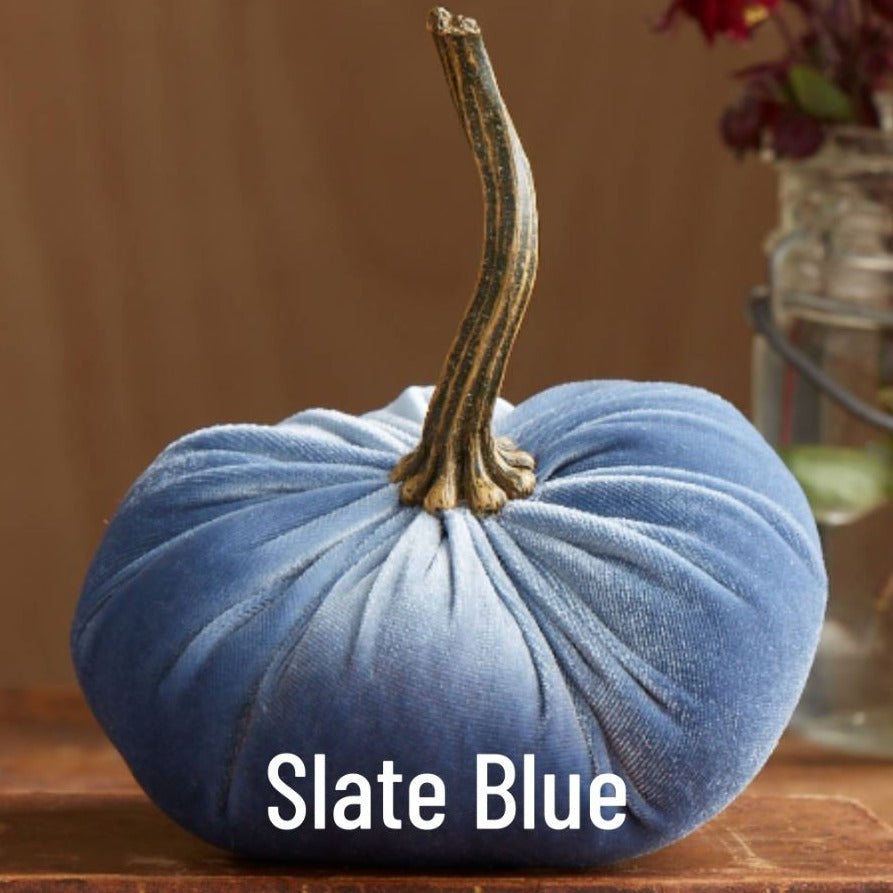 Small Velvet Pumpkin - Slate Blue