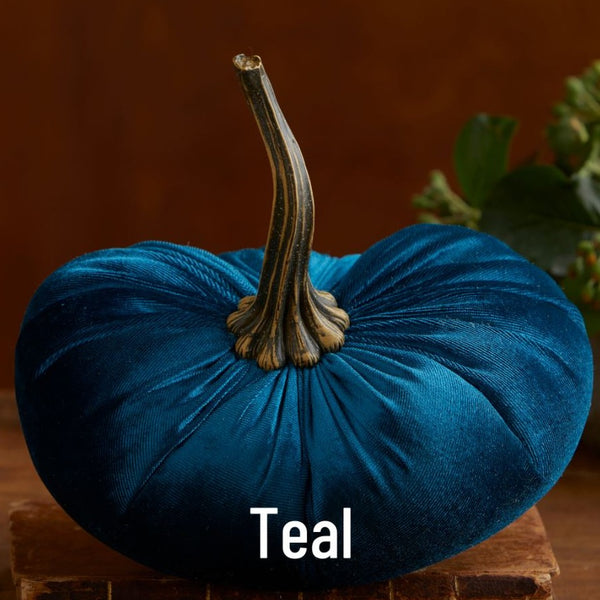 Large Velvet Pumpkin - Teal