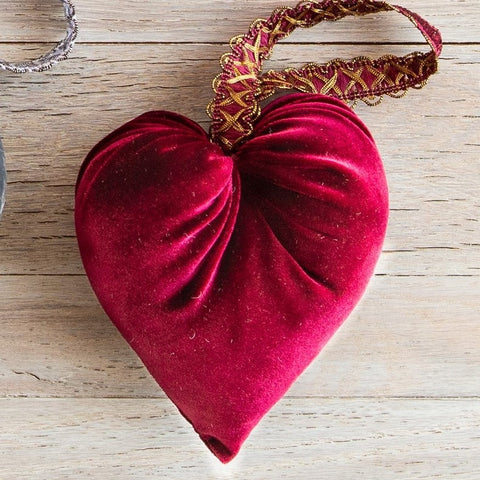 Handmade Velvet Hearts - Burgundy