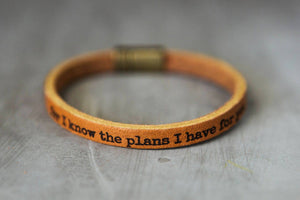 for I know the plans I have for you - Leather Bracelet