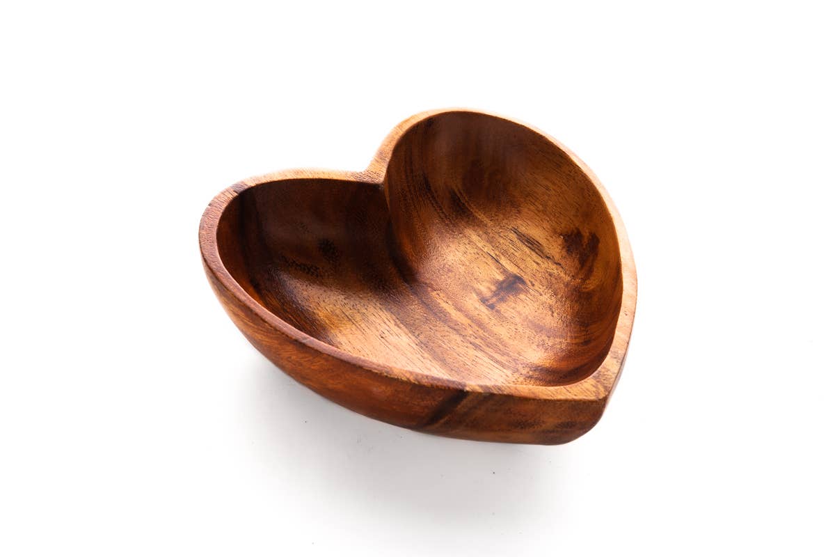 6" Heart Bowl - Acacia Wood