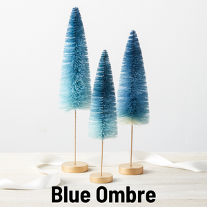 Blue Ombre Bottle Brush Trees - Sets of 3
