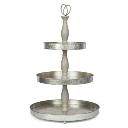 Large Metal 3 Tier Tray - Silver