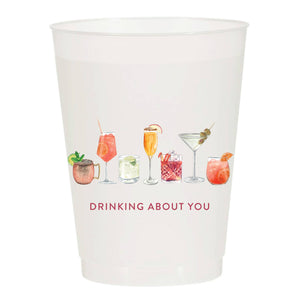 Drinking About You Watercolor Reusable Cups - Set of 10