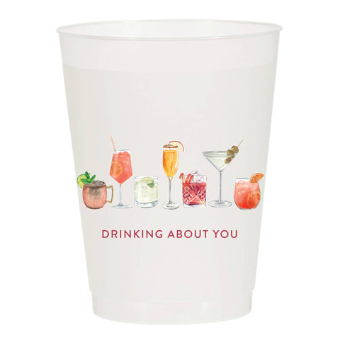 Drinking About You Watercolor Reusable Cups - Set of 10