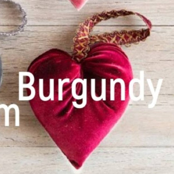Handmade Velvet Hearts - Burgundy