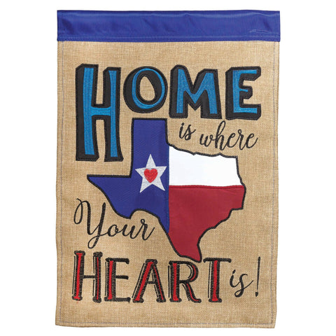 Texas Home Is Where The Heart Is Garden Flag